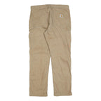 CARHARTT Mens Relaxed Relaxed Beige Workwear Trousers W36 L32 Durable Cotton