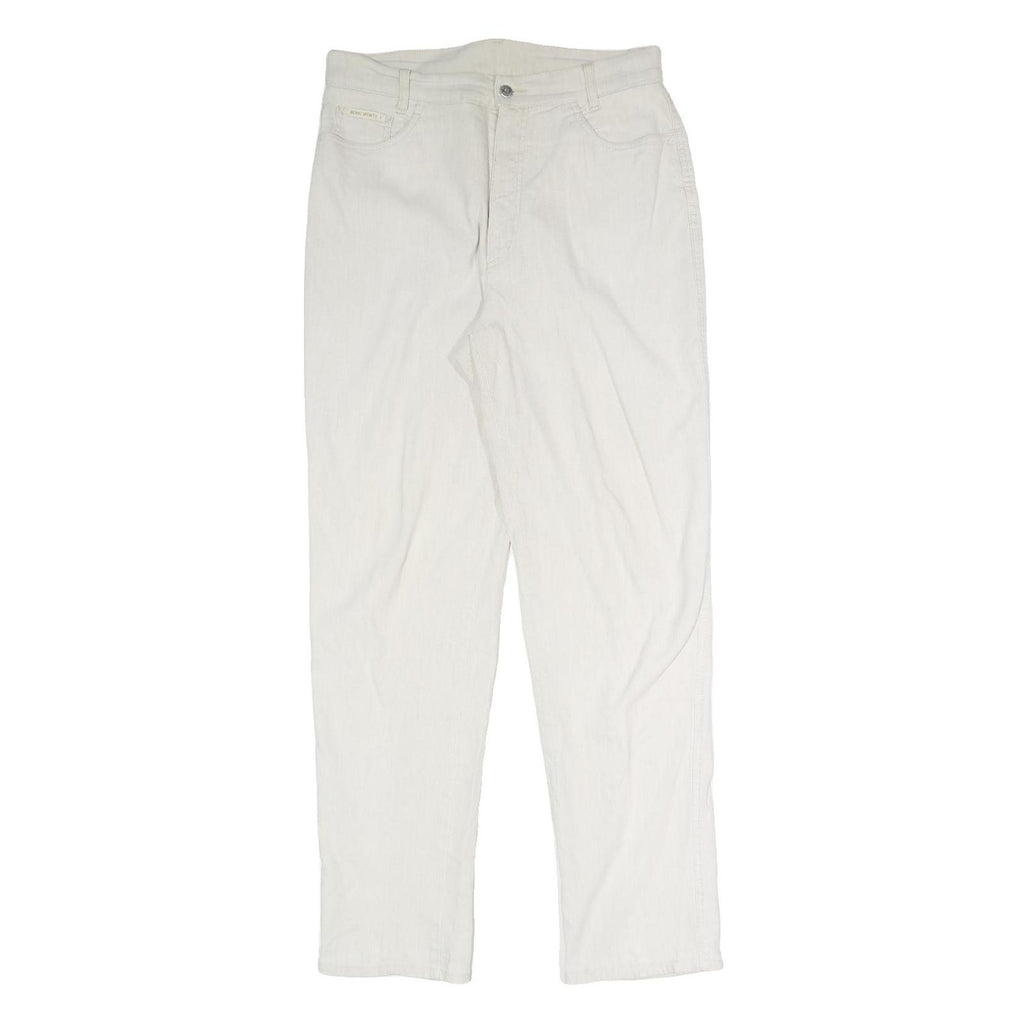BERRI SPORT Womens Cotton Blend White Slim Trousers W30 L31 Stylish Zip Closure