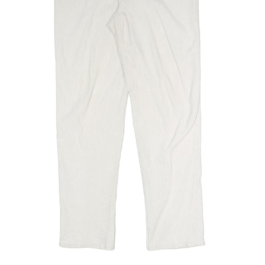 BERRI SPORT Womens Cotton Blend White Slim Trousers W30 L31 Stylish Zip Closure