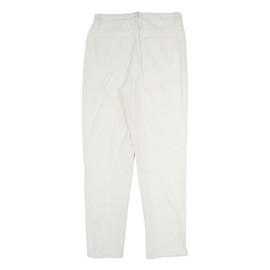 BERRI SPORT Womens Cotton Blend White Slim Trousers W30 L31 Stylish Zip Closure