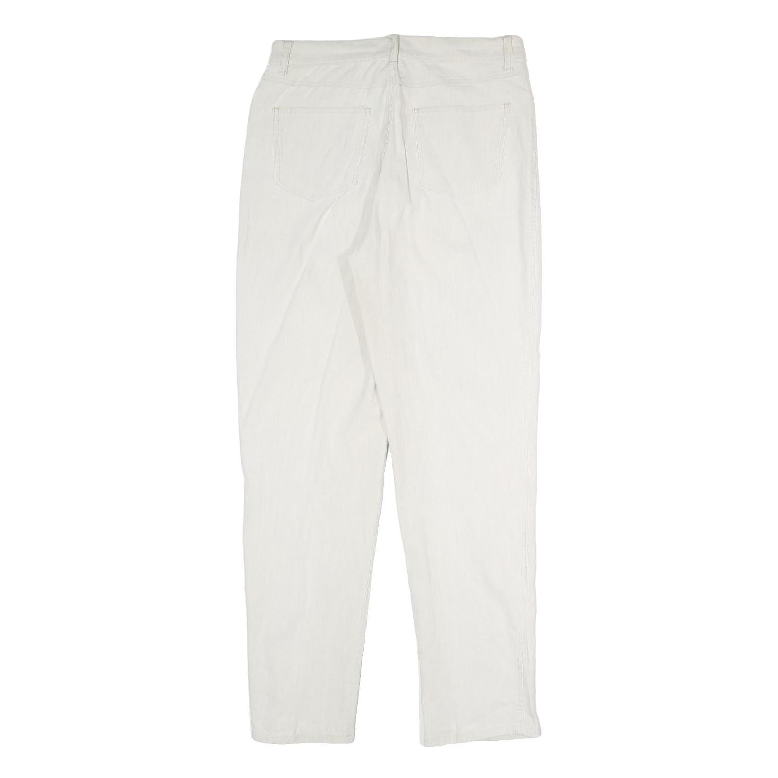 BERRI SPORT Womens Cotton Blend White Slim Trousers W30 L31 Stylish Zip Closure
