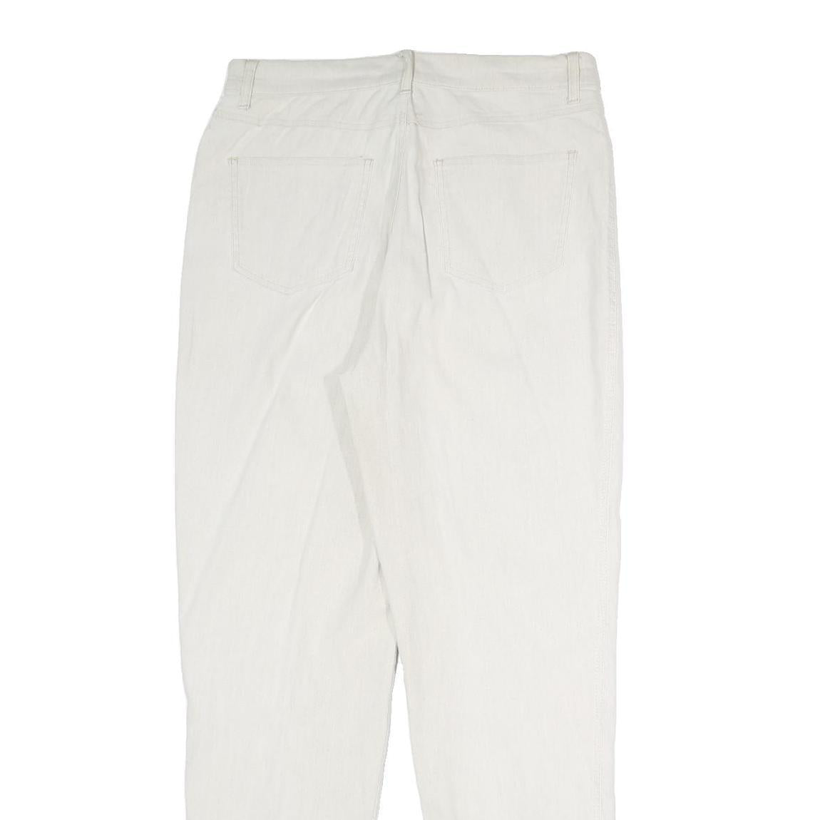 BERRI SPORT Womens Cotton Blend White Slim Trousers W30 L31 Stylish Zip Closure
