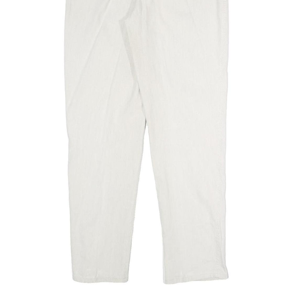 BERRI SPORT Womens Cotton Blend White Slim Trousers W30 L31 Stylish Zip Closure