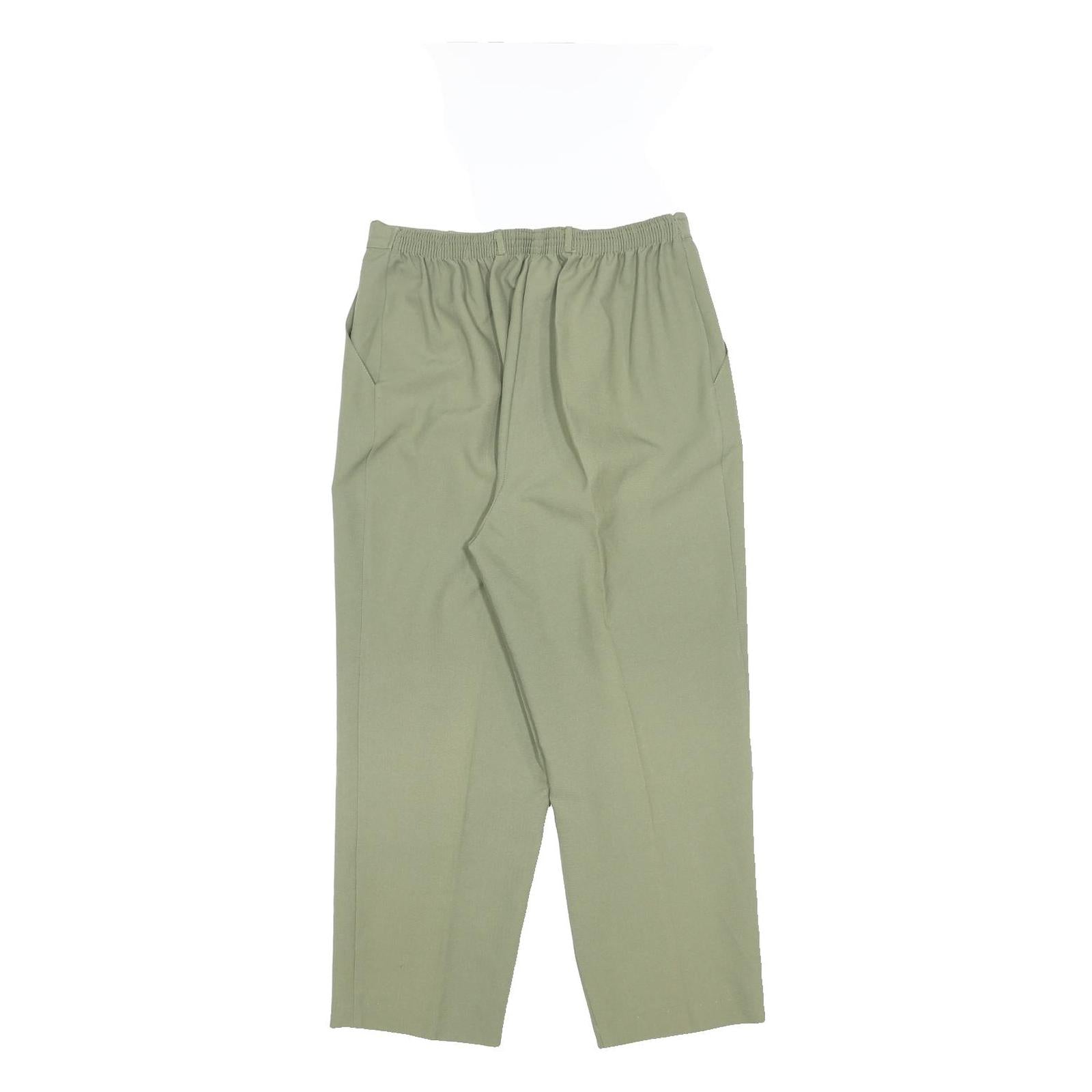 DESIGN ESSENTIALS Womens Woven Green Relaxed Trousers W29 L25 Elastic Waist