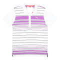 PUMA Womens White & Purple Striped Short Sleeve Polo Shirt L Cotton Blend