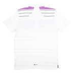 PUMA Womens White & Purple Striped Short Sleeve Polo Shirt L Cotton Blend