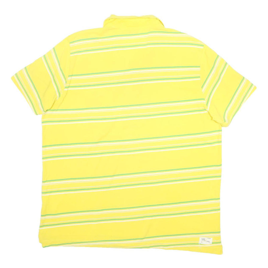 PUMA Mens Yellow & Green Striped Short Sleeve Polo Shirt XL Cotton Casual