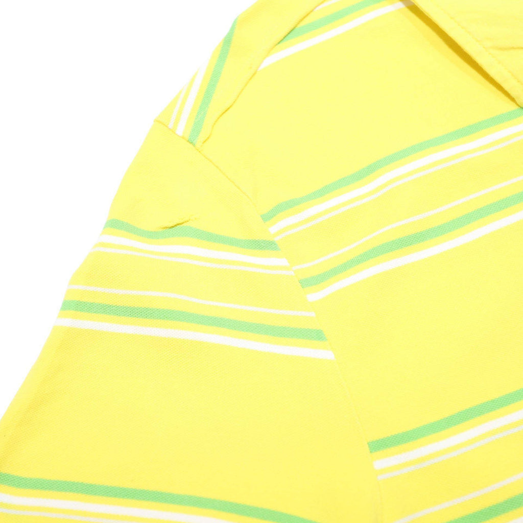 PUMA Mens Yellow & Green Striped Short Sleeve Polo Shirt XL Cotton Casual
