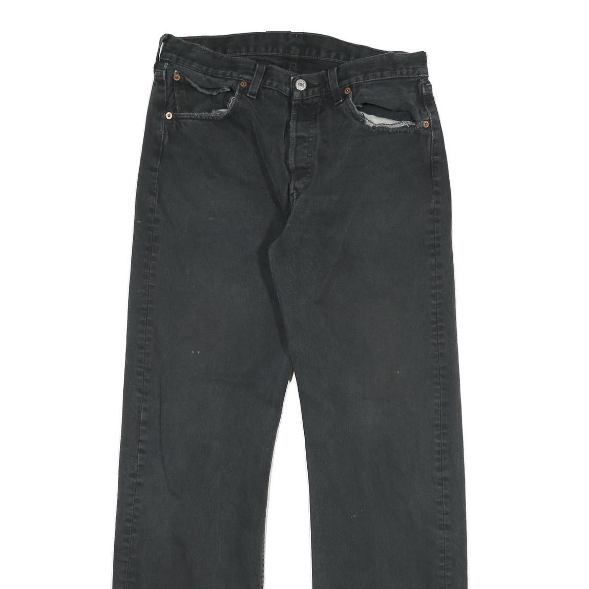 LEVI'S 501 Mens Jeans Black Regular Straight Denim Raw W30 L32 Classic Button