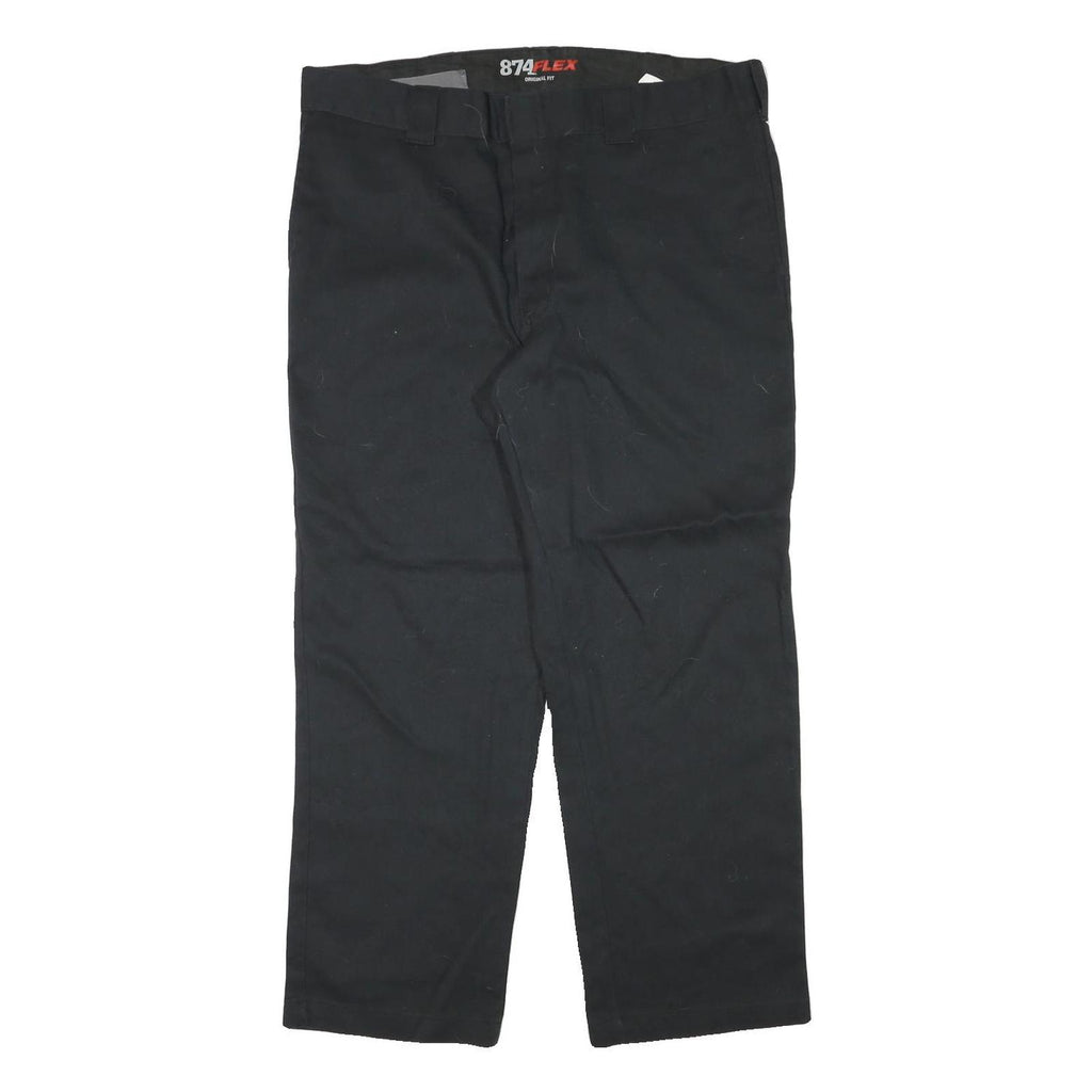 DICKIES Mens Black Regular Fit Straight Leg Cotton Blend Trousers W38 L29