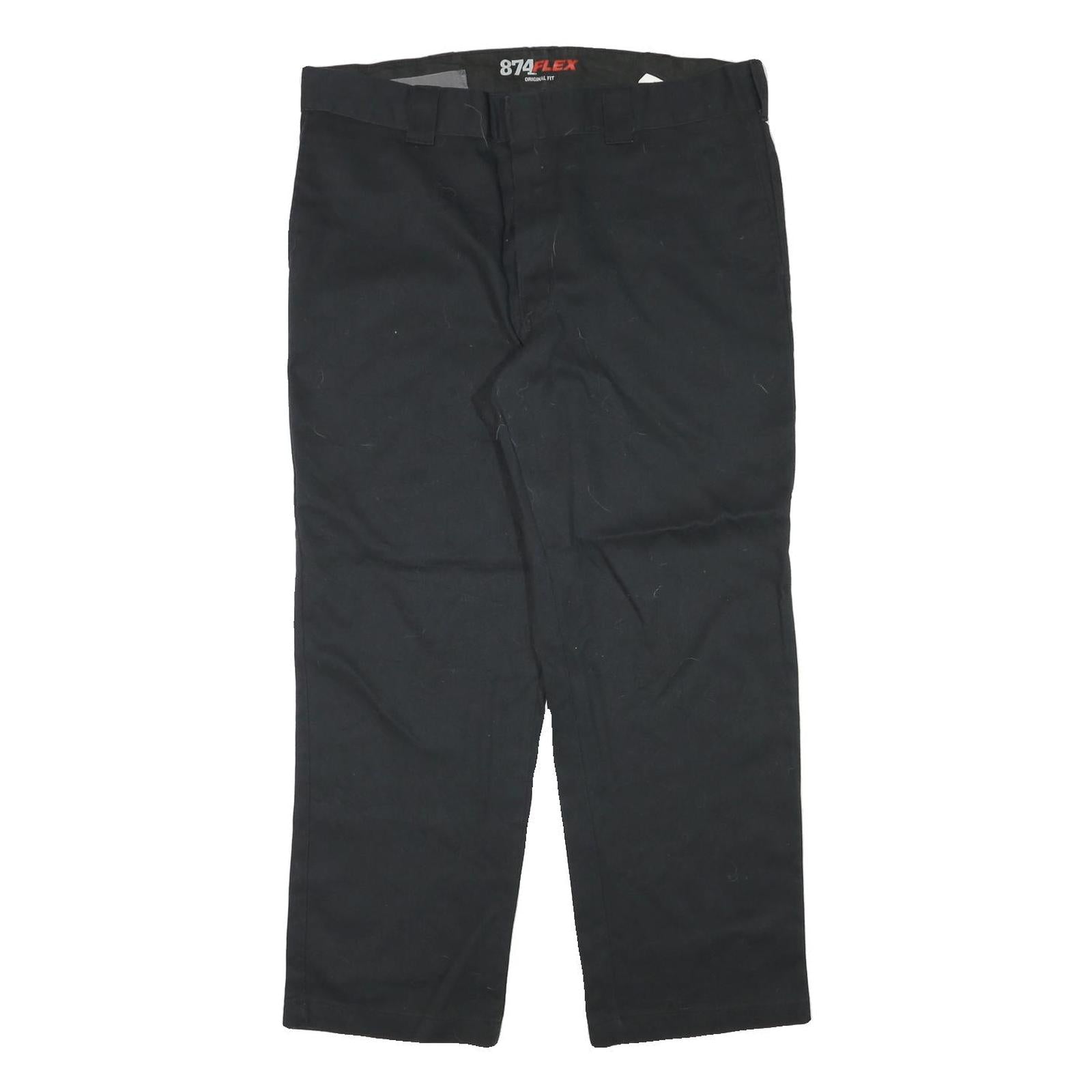 DICKIES Mens Black Regular Fit Straight Leg Cotton Blend Trousers W38 L29
