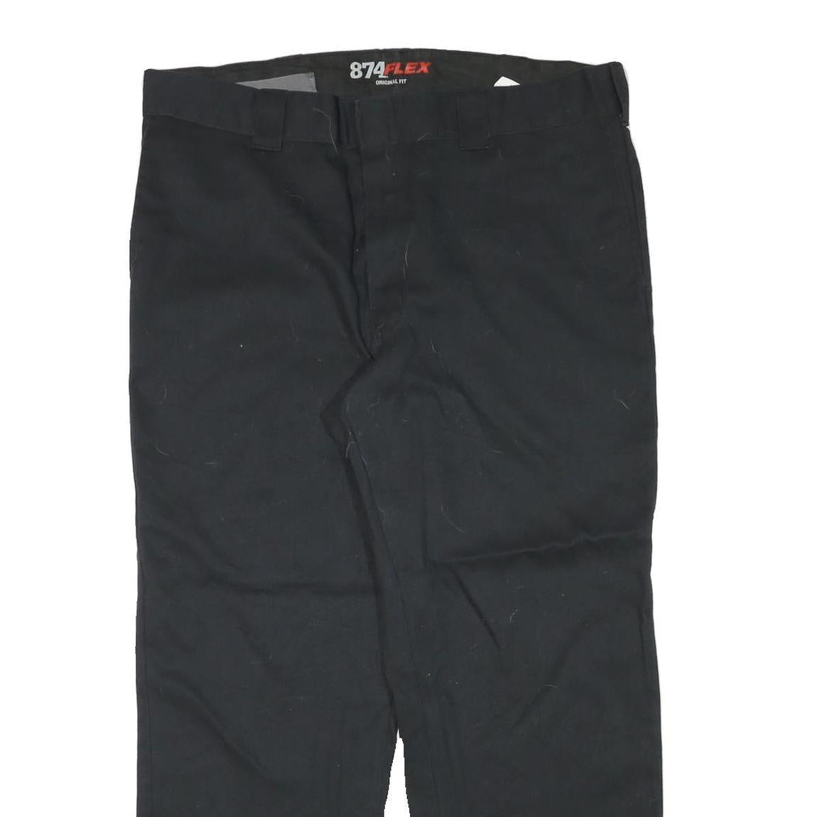 DICKIES Mens Black Regular Fit Straight Leg Cotton Blend Trousers W38 L29