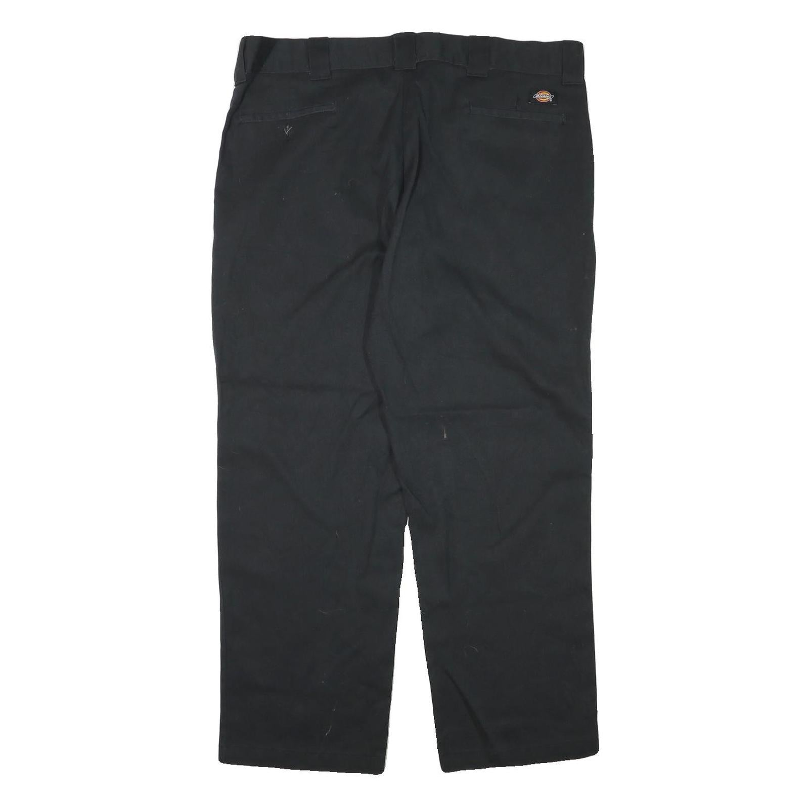 DICKIES Mens Black Regular Fit Straight Leg Cotton Blend Trousers W38 L29