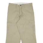DICKIES Mens Cotton Blend Beige Relaxed Cargo Trousers W34 L26 Workwear Zip