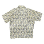 CROSSING Mens Beige Pattern Rayon Shirt L Short Sleeve Button Casual