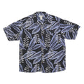 FIELDGEAR Mens Black & Blue Leaf Print Silk Shirt M Casual Summer Button-Up