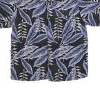 FIELDGEAR Mens Black & Blue Leaf Print Silk Shirt M Casual Summer Button-Up