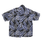 FIELDGEAR Mens Black & Blue Leaf Print Silk Shirt M Casual Summer Button-Up