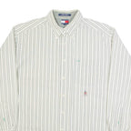 TOMMY HILFIGER Mens Shirt Beige Striped Long Sleeve L