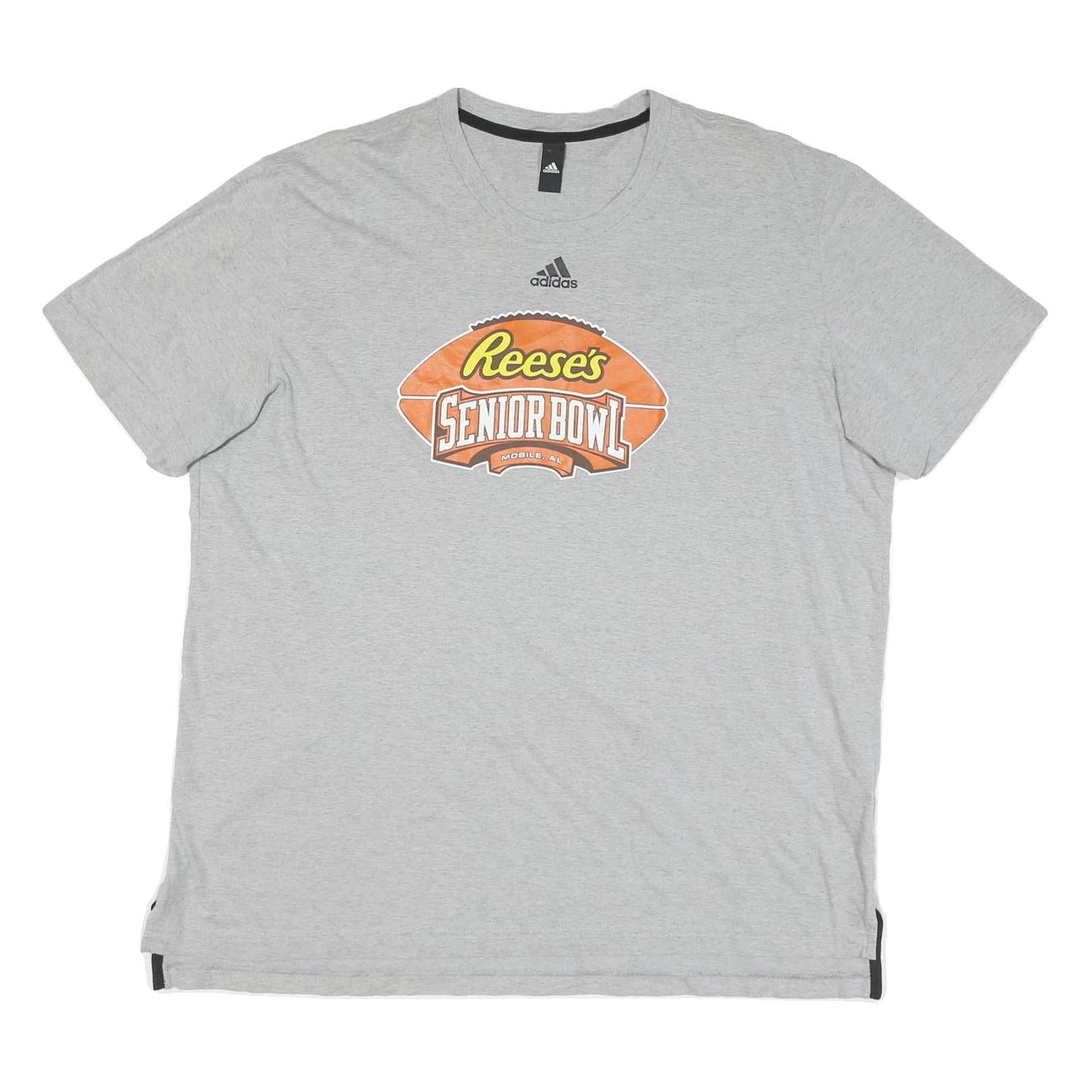 ADIDAS Mens Grey Reese's Senior Bowl Graphic T-Shirt XL Short Sleeve Crew Neck
