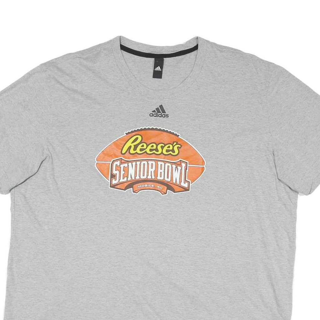 ADIDAS Mens Grey Reese's Senior Bowl Graphic T-Shirt XL Short Sleeve Crew Neck
