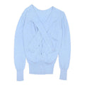 BURBERRY Womens Blue Top Long Sleeve V-Neck Cotton Blend S Stylish Sweater
