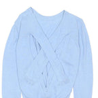 BURBERRY Womens Blue Top Long Sleeve V-Neck Cotton Blend S Stylish Sweater