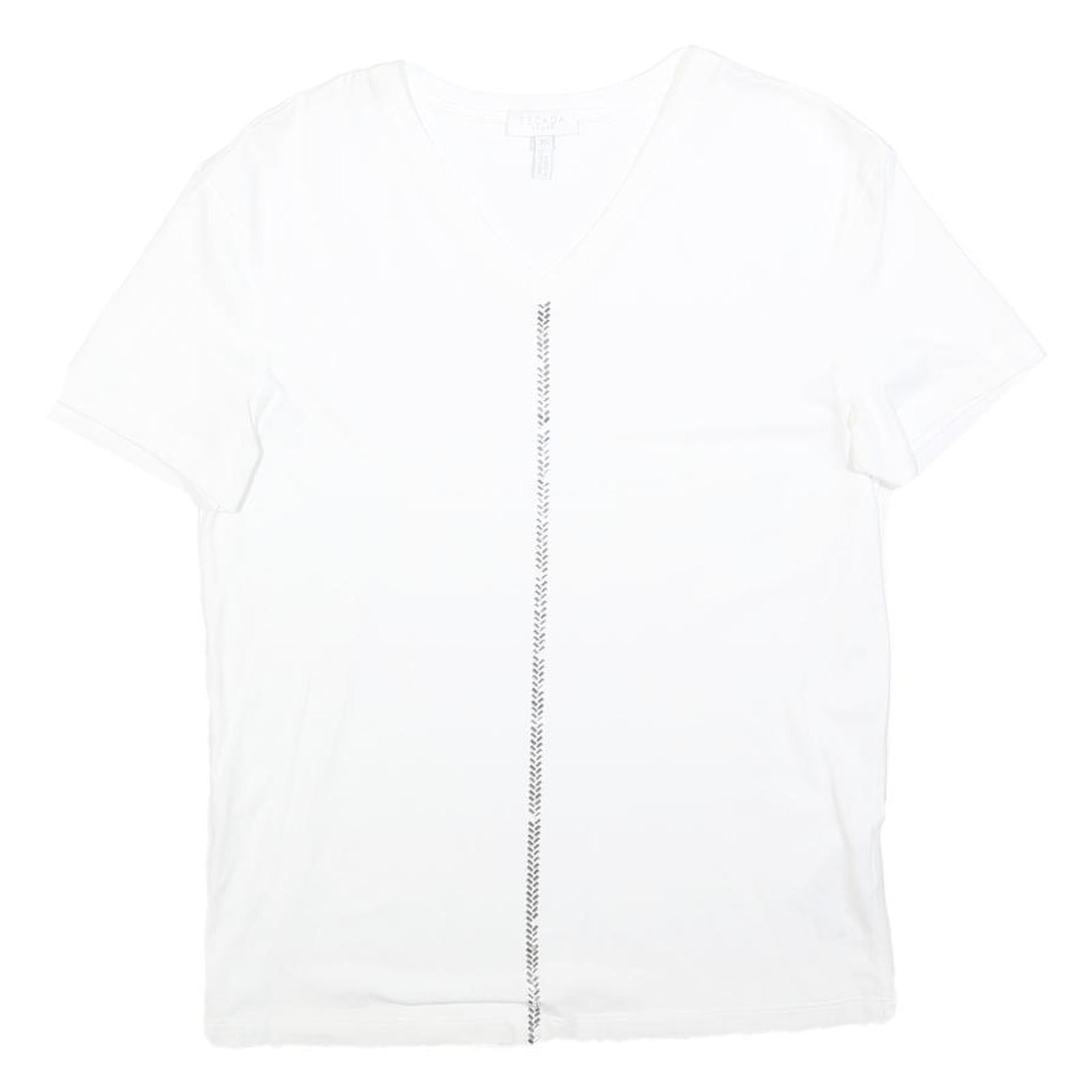 ESCADA SPORT Womens White V-Neck Short Sleeve T-Shirt XS Cotton Blend