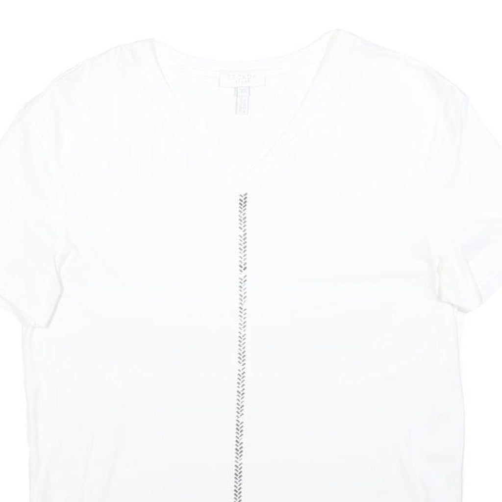 ESCADA SPORT Womens White V-Neck Short Sleeve T-Shirt XS Cotton Blend