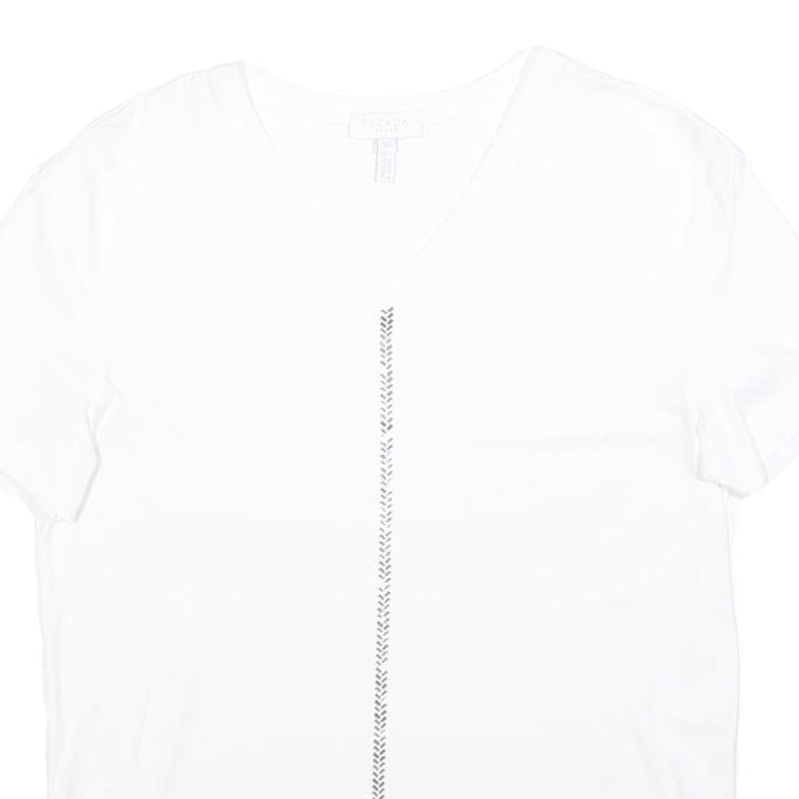 ESCADA SPORT Womens White V-Neck Short Sleeve T-Shirt XS Cotton Blend