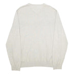 TOMMY HILFIGER Mens Beige Jumper Plain V-Neck Basic Knit XL Cotton Casual