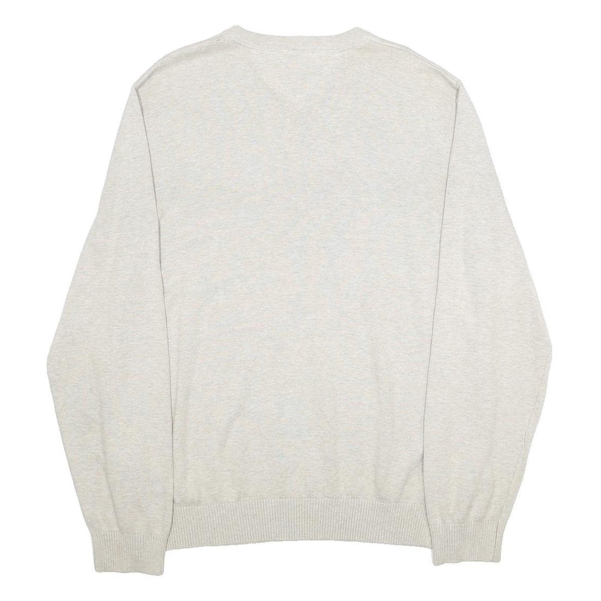 TOMMY HILFIGER Mens Beige Jumper Plain V-Neck Basic Knit XL Cotton Casual