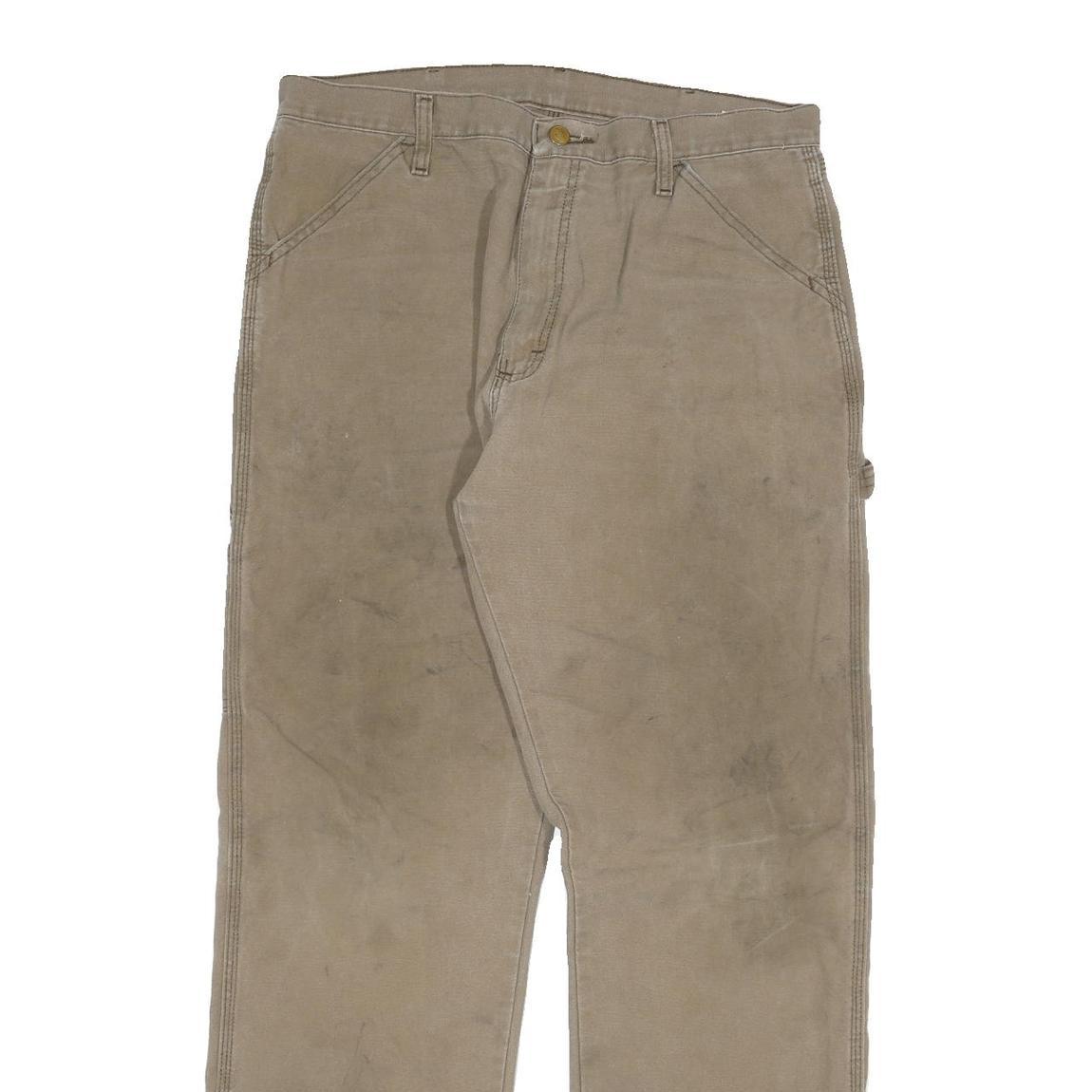 DICKIES Mens Regular Fit Jeans Beige Cotton Blend Zip W34 L32 Workwear Trousers
