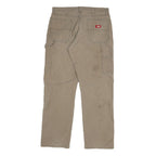 DICKIES Mens Regular Fit Jeans Beige Cotton Blend Zip W34 L32 Workwear Trousers