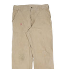 CARHARTT Mens Relaxed Beige Casual Cotton Blend Trousers W33 L30 Utility