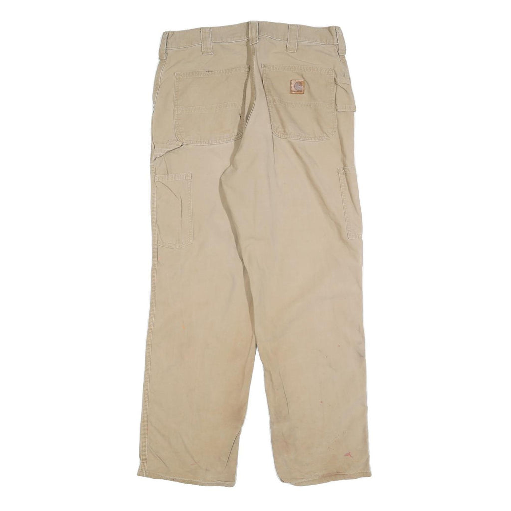 CARHARTT Mens Relaxed Beige Casual Cotton Blend Trousers W33 L30 Utility