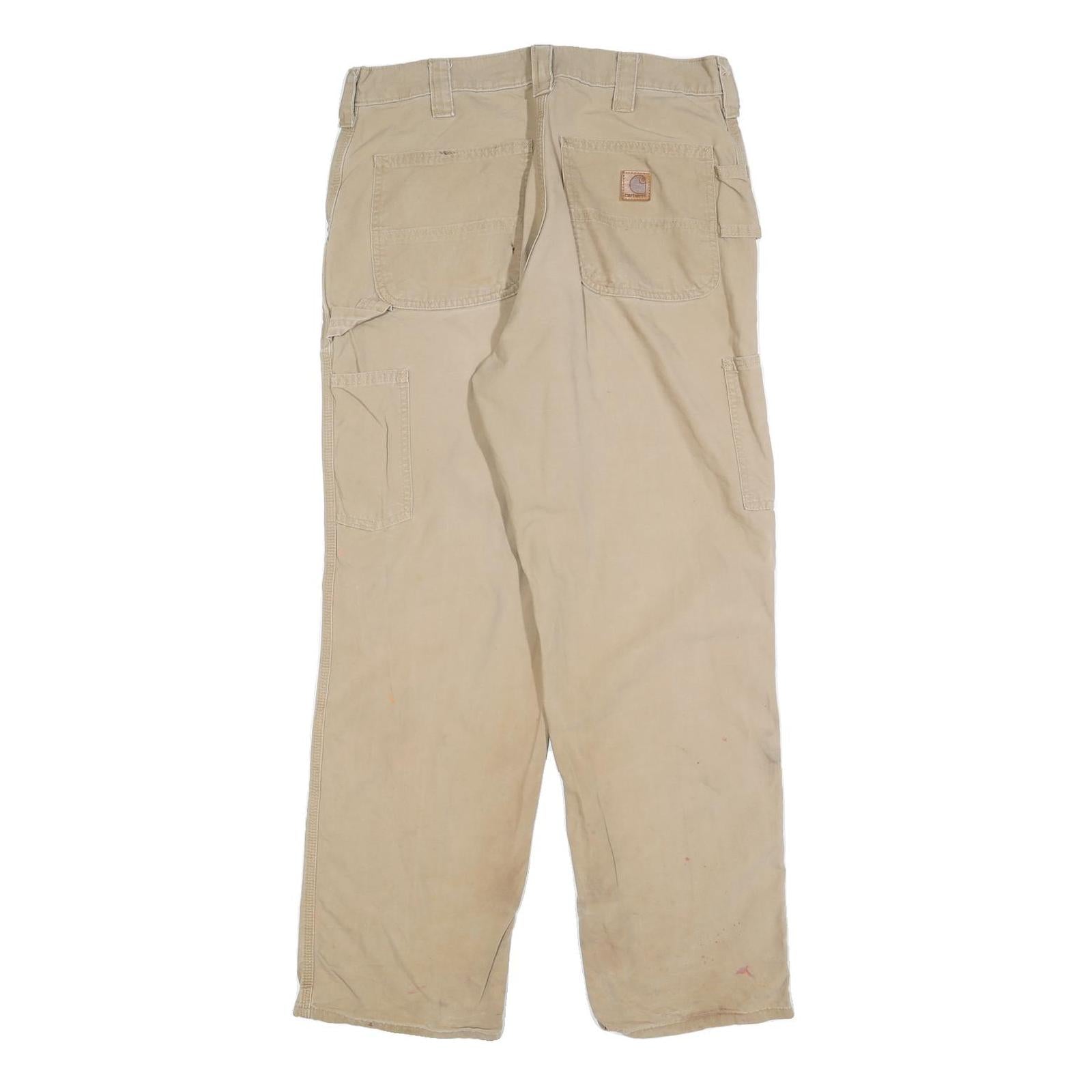 CARHARTT Mens Relaxed Beige Casual Cotton Blend Trousers W33 L30 Utility