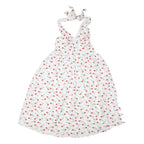 Womens White Floral Halter Midi Dress Polyester Blend Summer Casual Size M