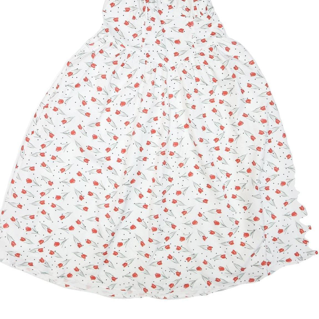 Womens White Floral Halter Midi Dress Polyester Blend Summer Casual Size M