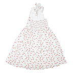 Womens White Floral Halter Midi Dress Polyester Blend Summer Casual Size M