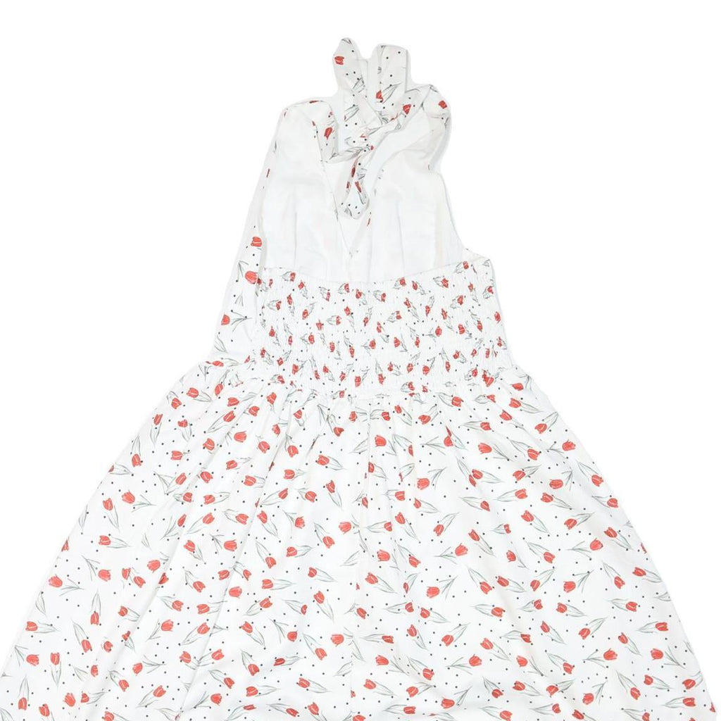 Womens White Floral Halter Midi Dress Polyester Blend Summer Casual Size M