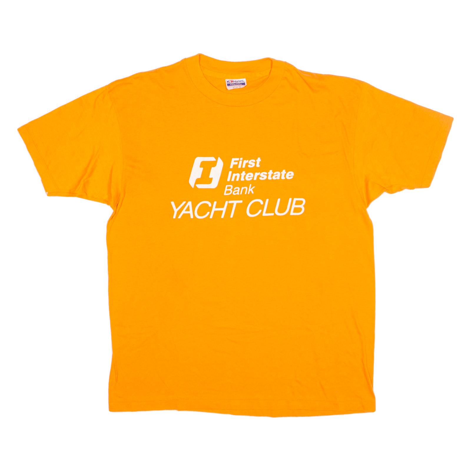 HANES FIFTY FIFTY Yacht Club Mens T-Shirt Orange XL