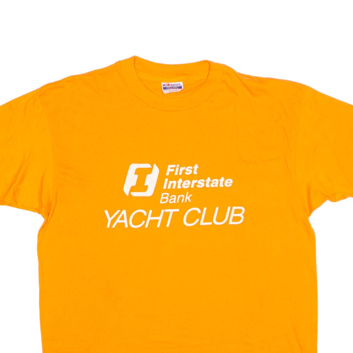 HANES FIFTY FIFTY Yacht Club Mens T-Shirt Orange XL