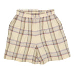 TALBOTS Womens Shorts Beige Plaid S W28 Linen Blend Casual