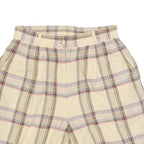 TALBOTS Womens Shorts Beige Plaid S W28 Linen Blend Casual