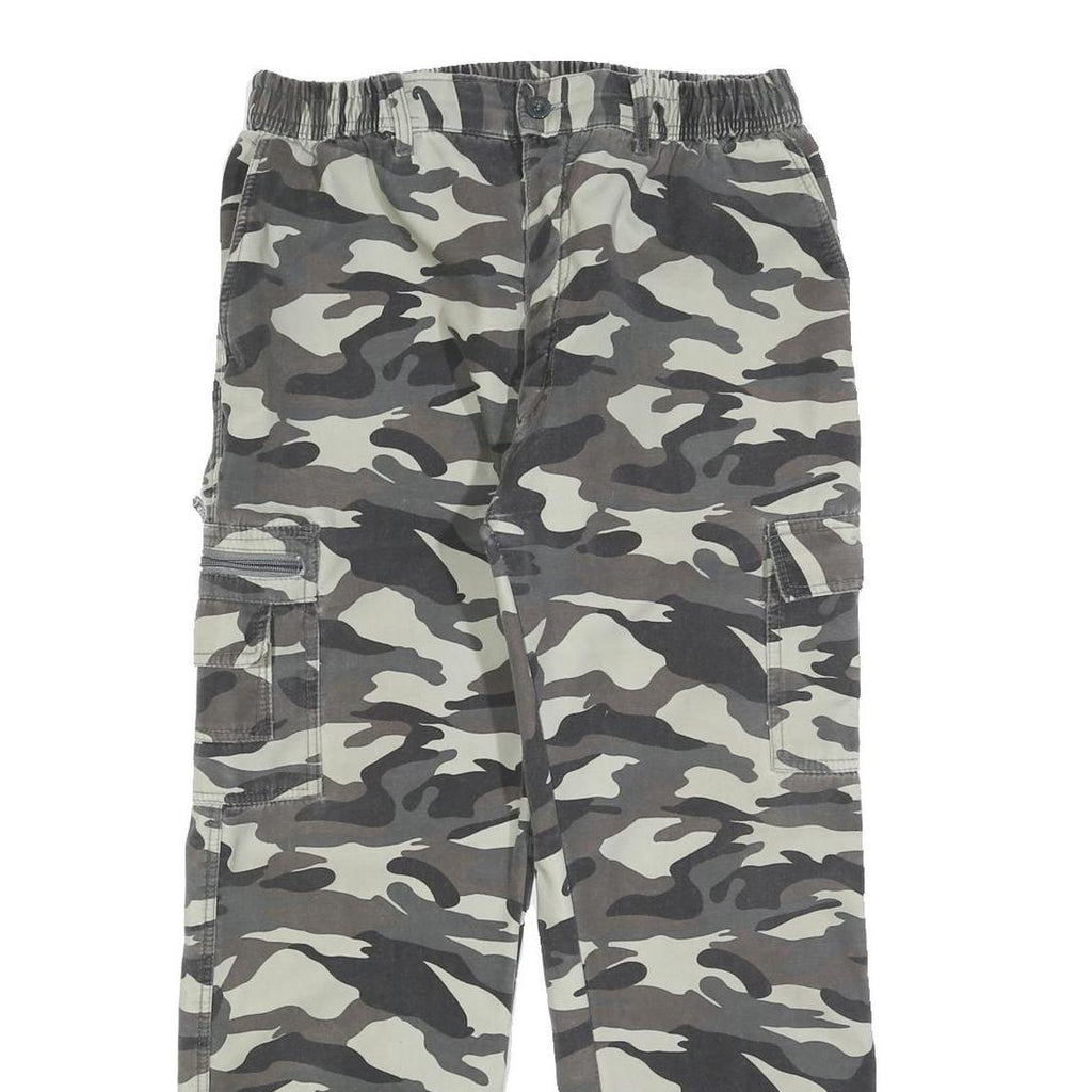 Womens Camouflage Cotton Blend Relaxed Drawstring Trousers W30 L26 Casual Cargo