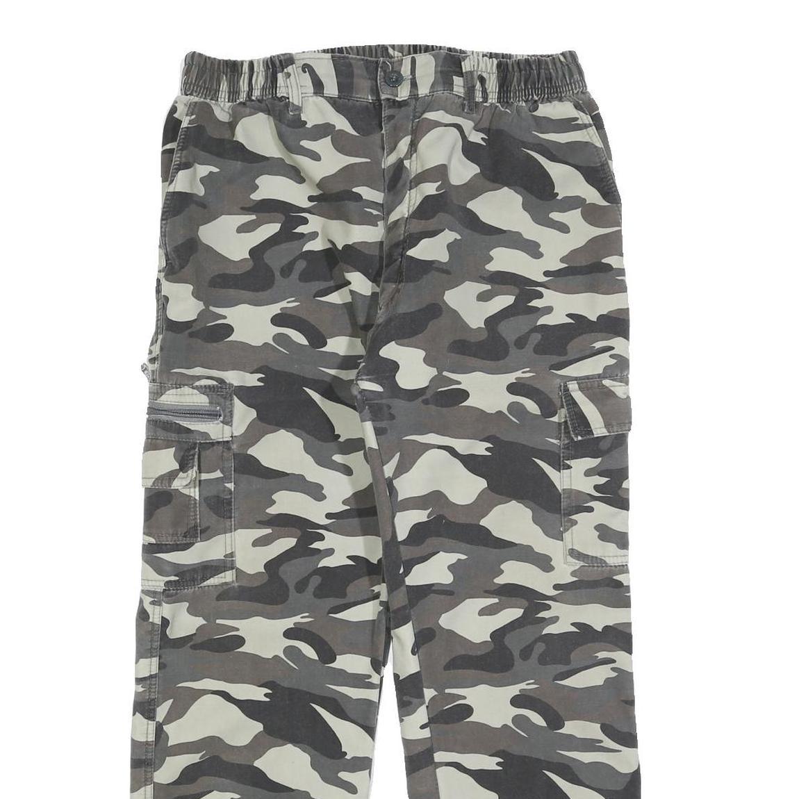 Womens Camouflage Cotton Blend Relaxed Drawstring Trousers W30 L26 Casual Cargo