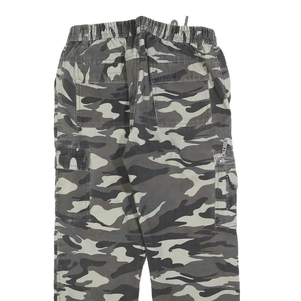 Womens Camouflage Cotton Blend Relaxed Drawstring Trousers W30 L26 Casual Cargo