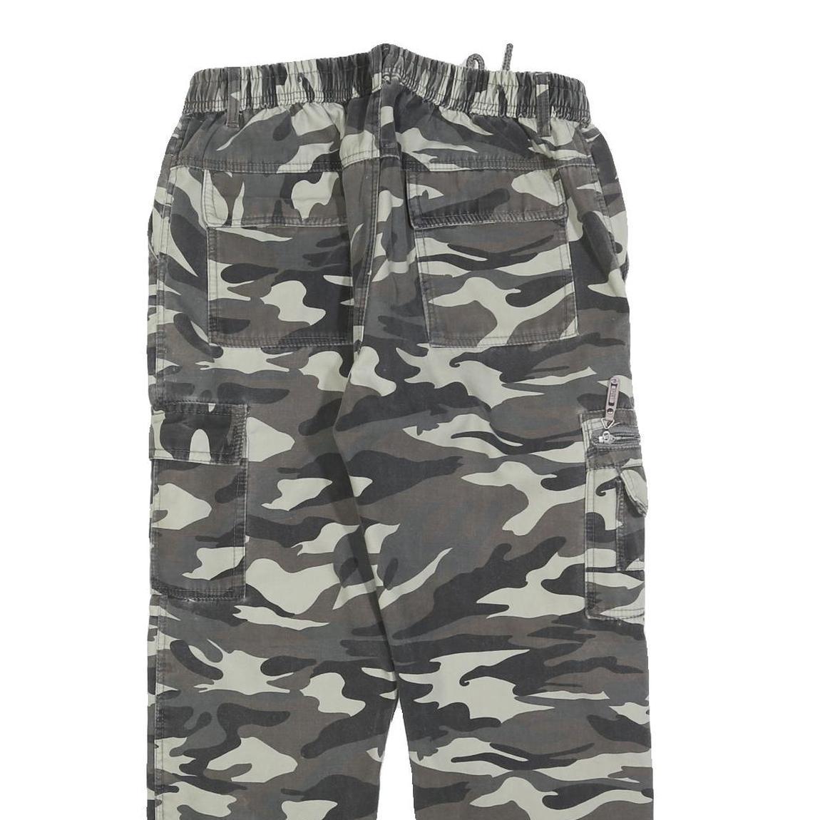 Womens Camouflage Cotton Blend Relaxed Drawstring Trousers W30 L26 Casual Cargo