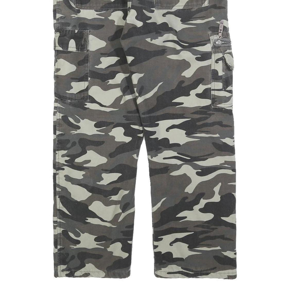 Womens Camouflage Cotton Blend Relaxed Drawstring Trousers W30 L26 Casual Cargo